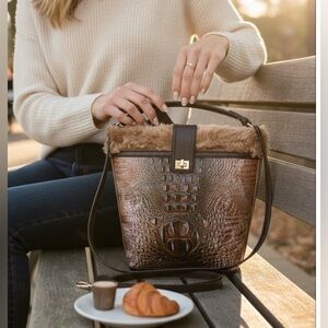 Brahmin Shira Truffle Python Chalet Genuine Leather Bag NWT